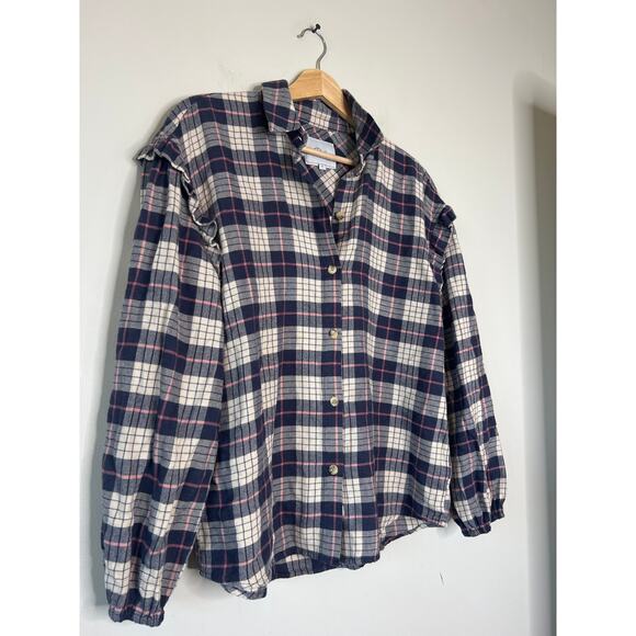 NEW Rails Willow Plaid Ruffle-Trim Collared Button-Up Shirt Multi Color Size: S - Picture 3 of 8